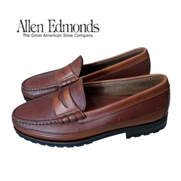 New Allen Edmonds Quincy Tan Leather Men\'s Slip-on Dress Shoes Loafers 9  9D main image 2